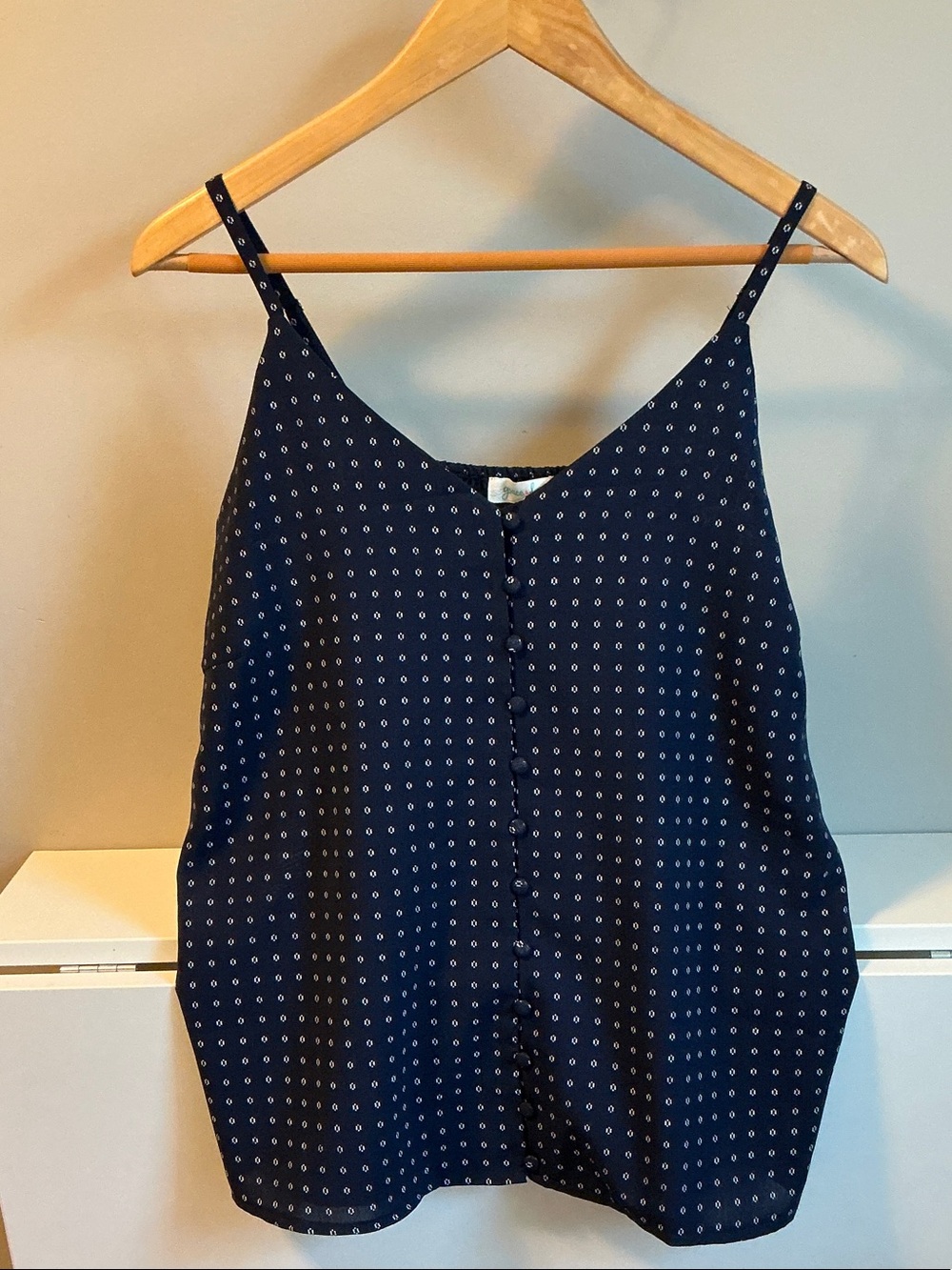 Grace & Lace Navy and White Button-Front Camisole